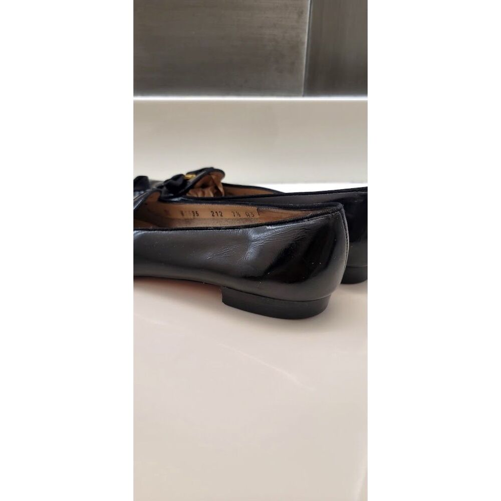 Salvatore Ferragamo Vara Black Patent Bow Loafers Flats Womens 7.5A Vintage 80s - Picture 5 of 10